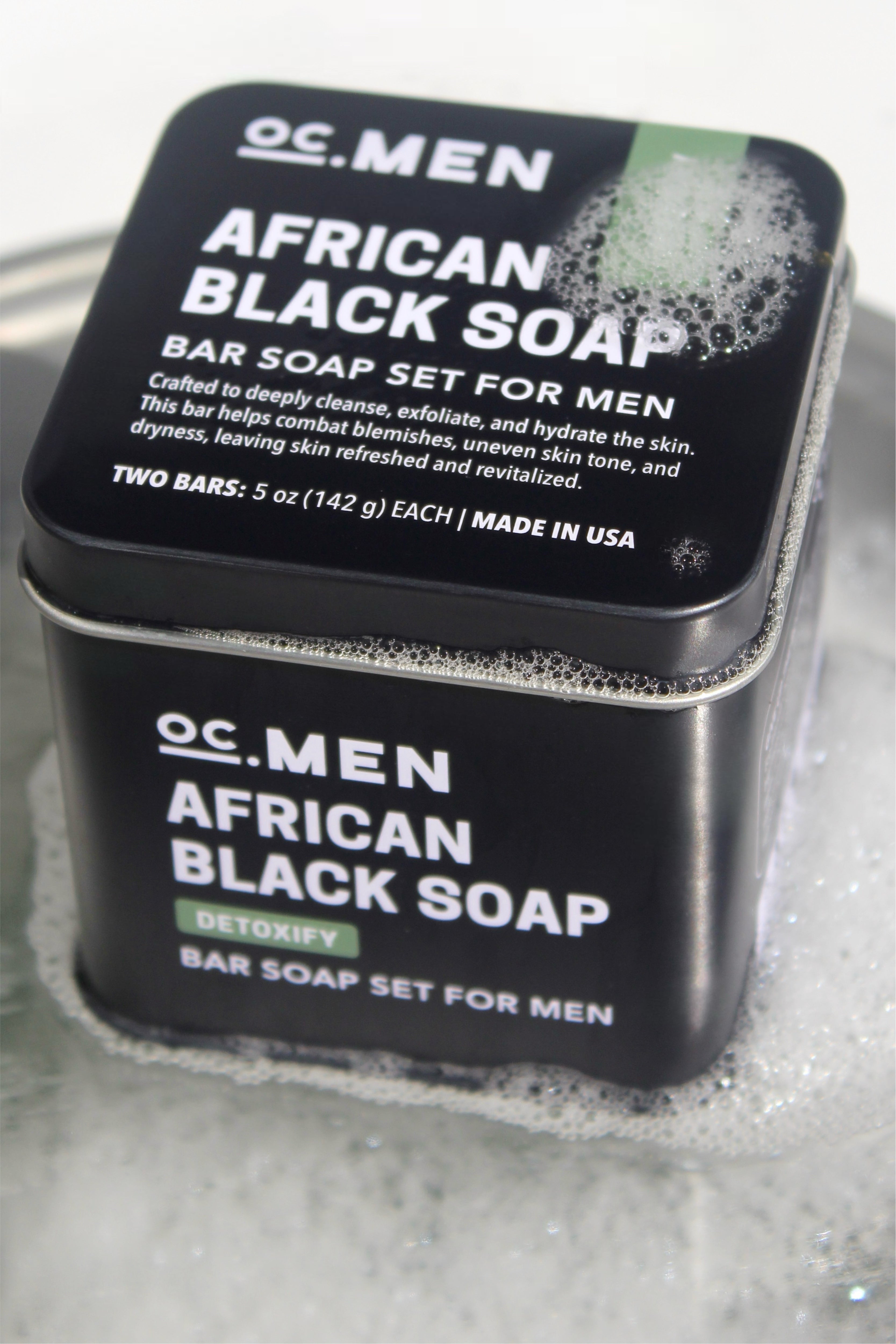 OC Men African Black Soap Bar Soap Tin