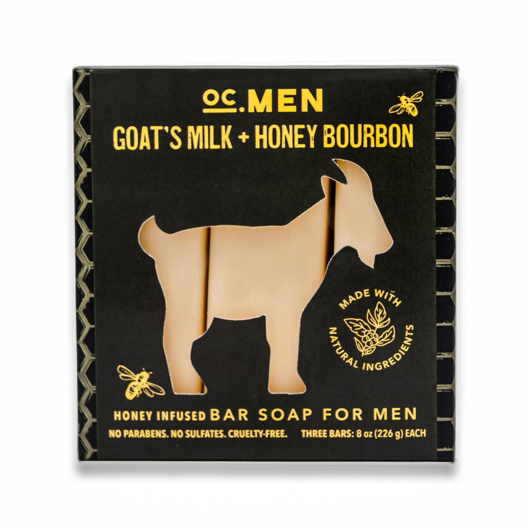 Olivia Care Bar Soap Set Three Pack OC Men Goat Milk Honey Bourbon