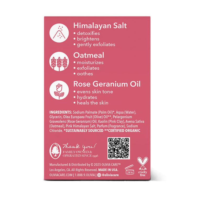 Rose Himalayan Salt Exfoliating Bar Savon Soap