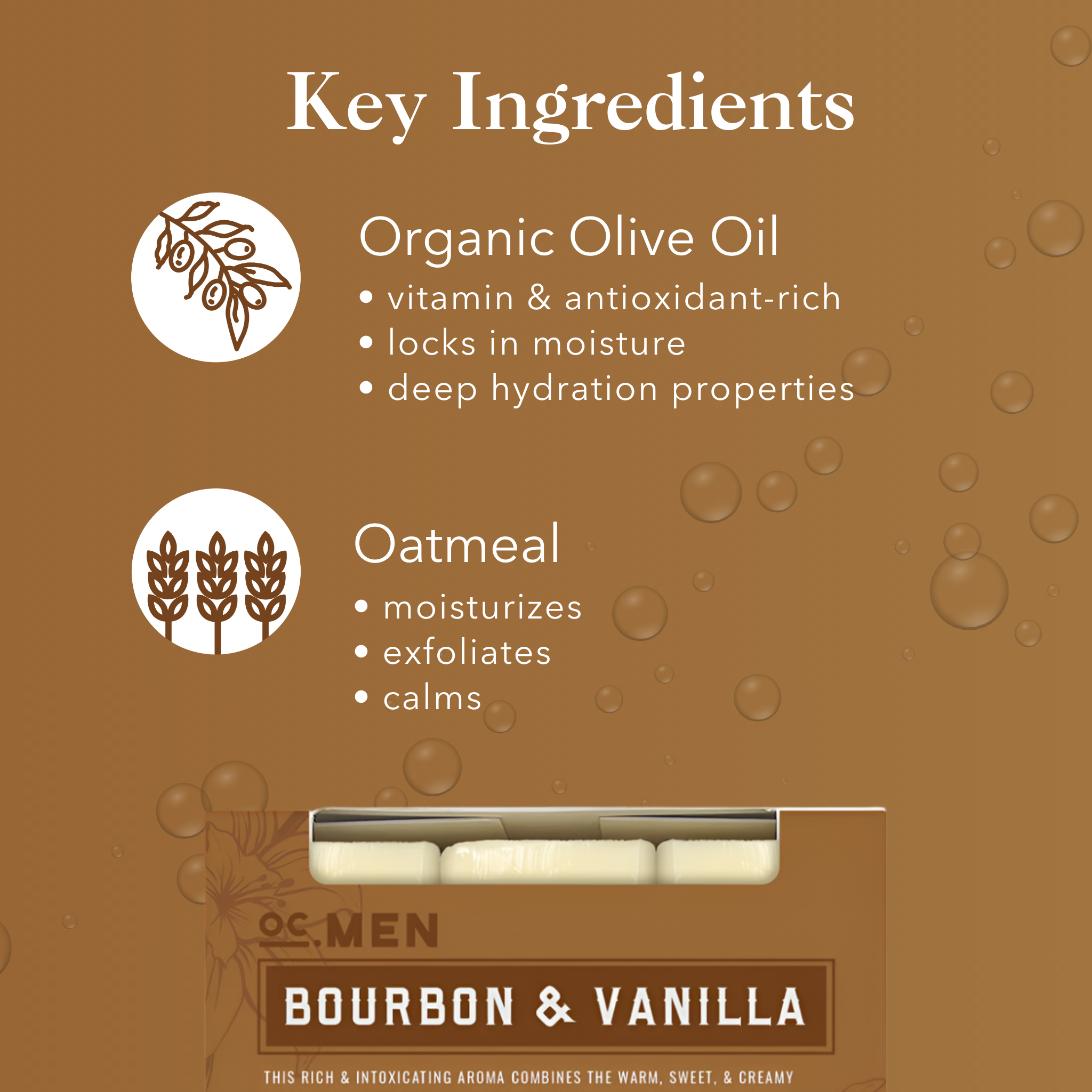 Bourbon & Vanilla Bar Soap - Set of 3