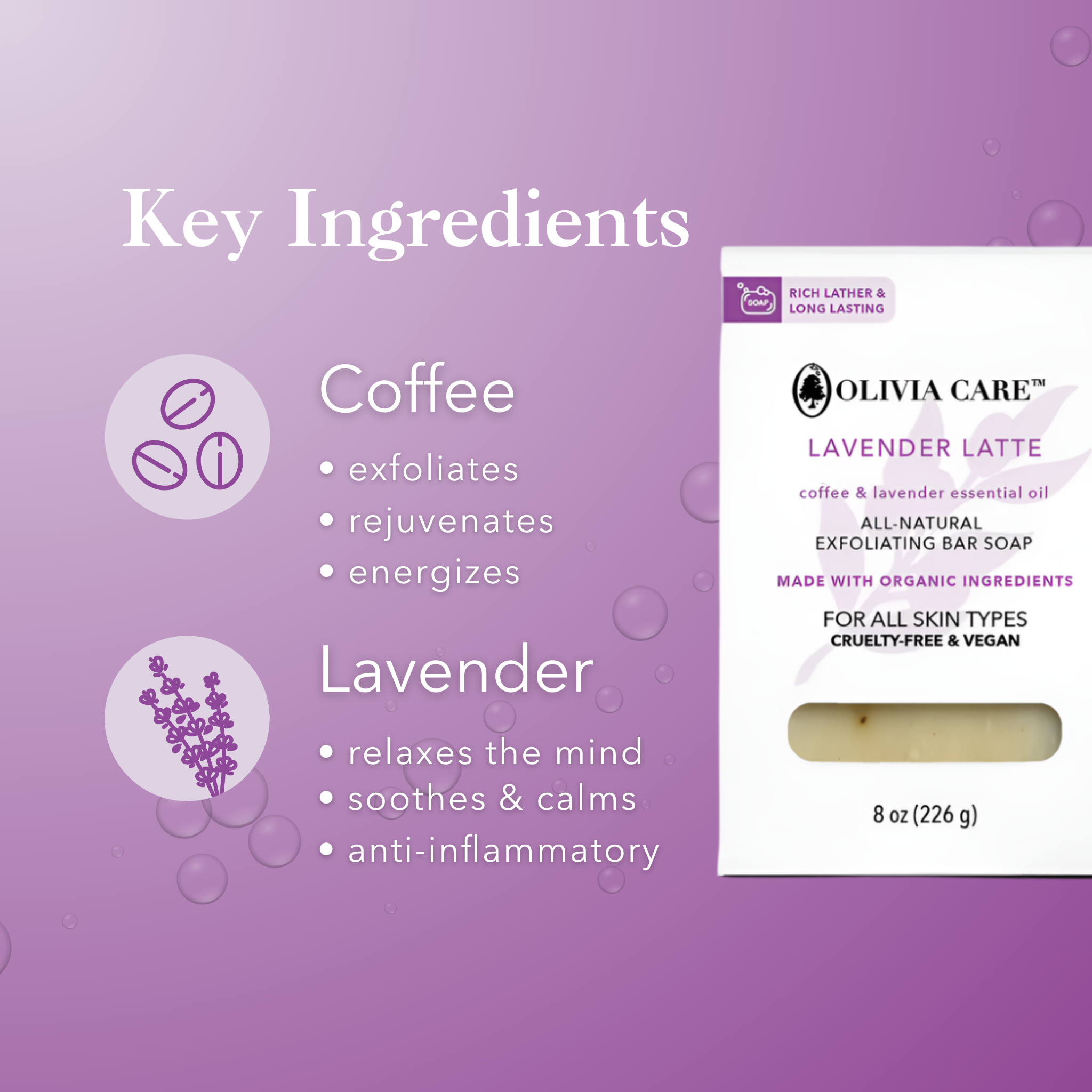 Lavender Latte Exfoliating White Bar Soap
