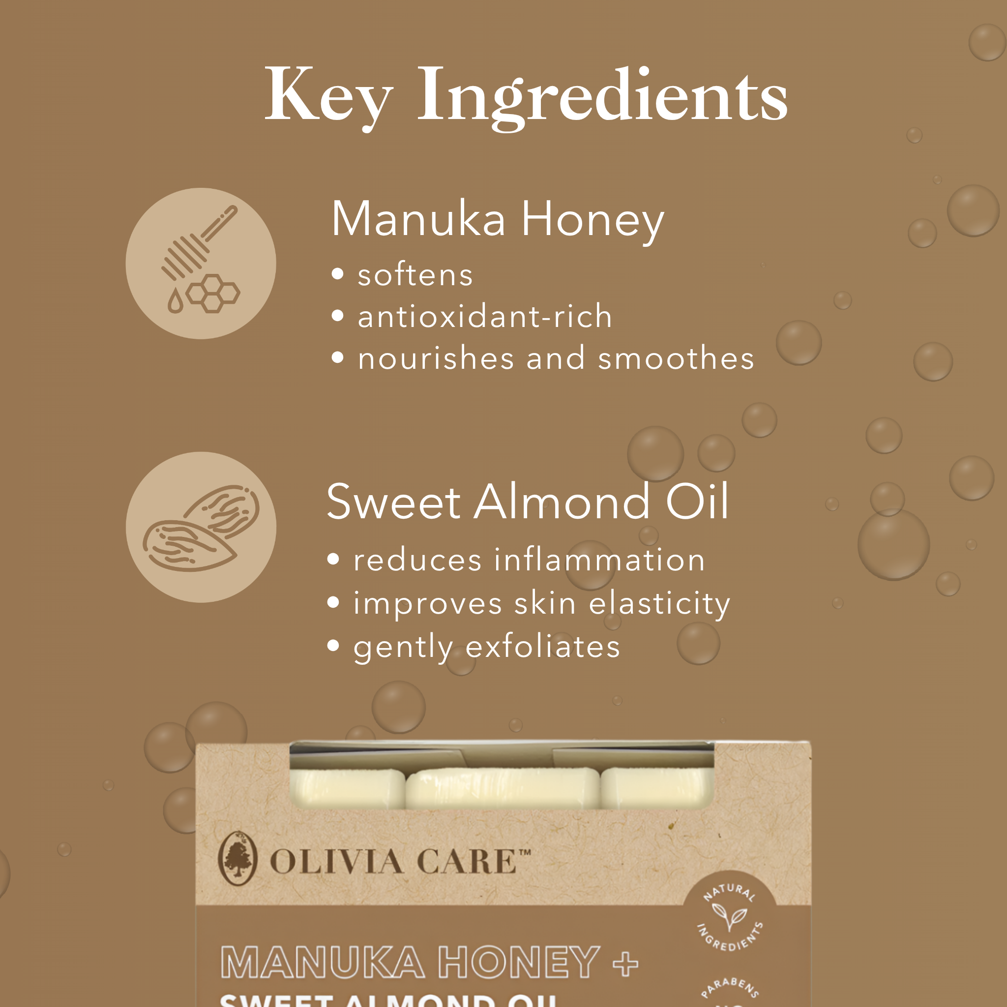 Manuka Honey + Sweet Almond Oil Bar Soap - Set of 3