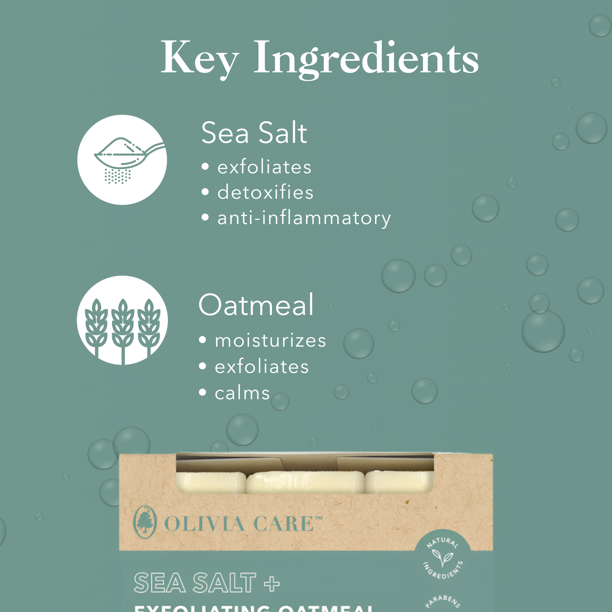 Sea Salt + Exfoliating Oatmeal Bar Soap - Set of 3