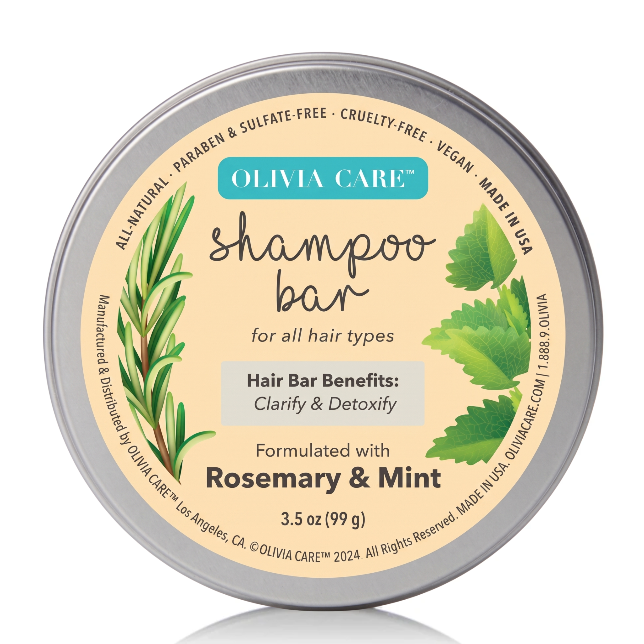 Rosemary & Mint Shampoo Bar Tin Can