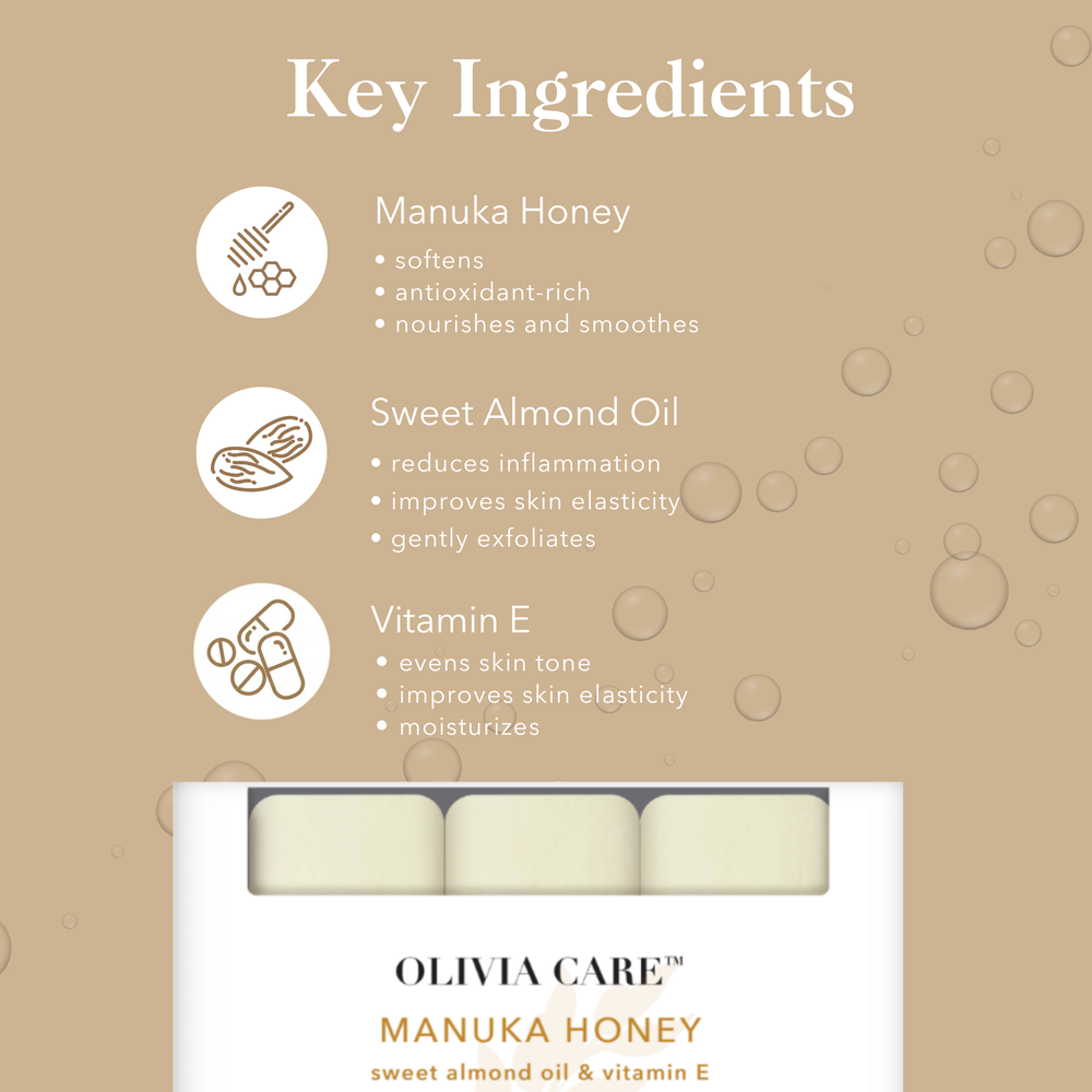 Manuka Honey + Sweet Almond Oil & Vitamin E Bar Soap - Set of 3 secondary