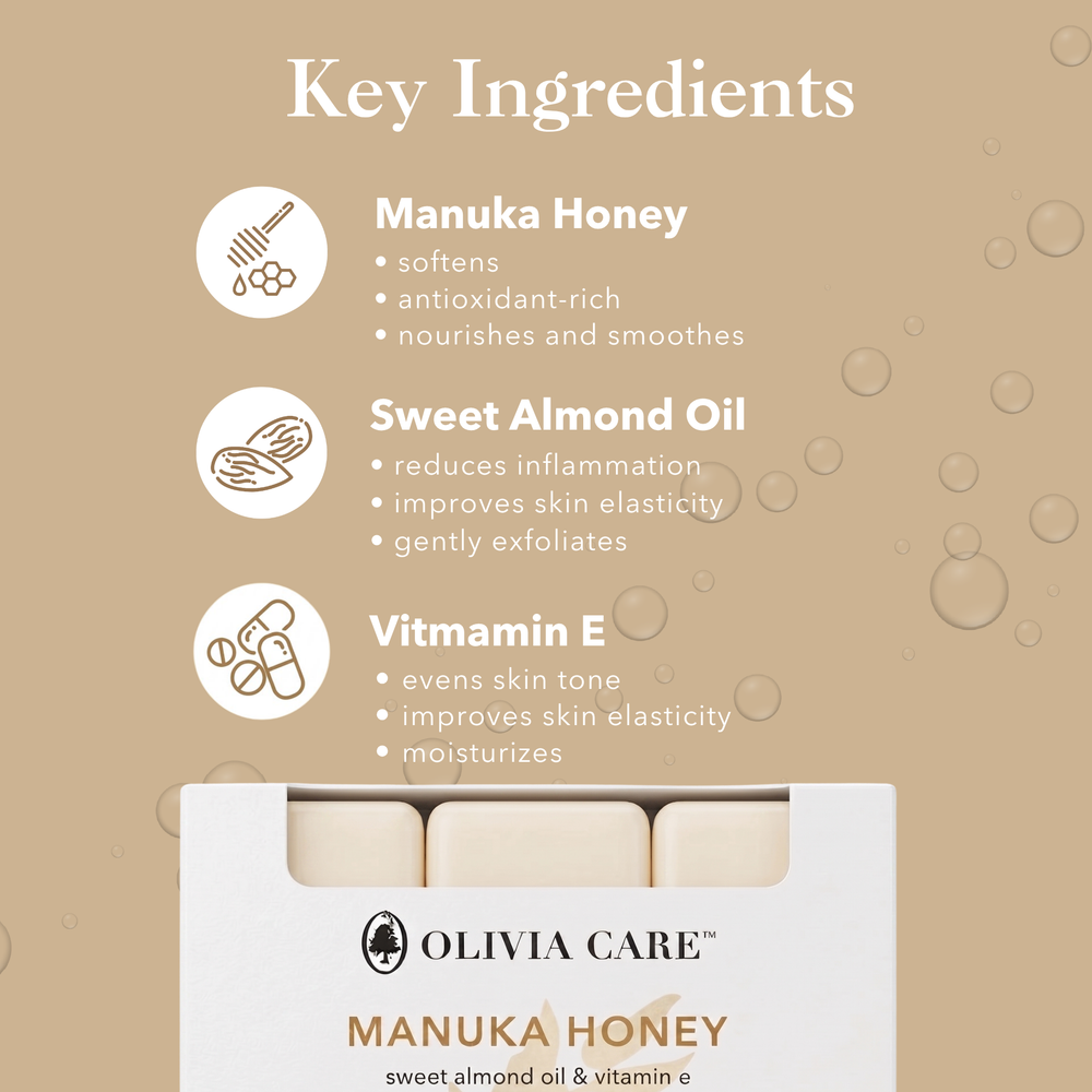 Manuka Honey + Sweet Almond Oil & Vitamin E Bar Soap - Set of 3 secondary