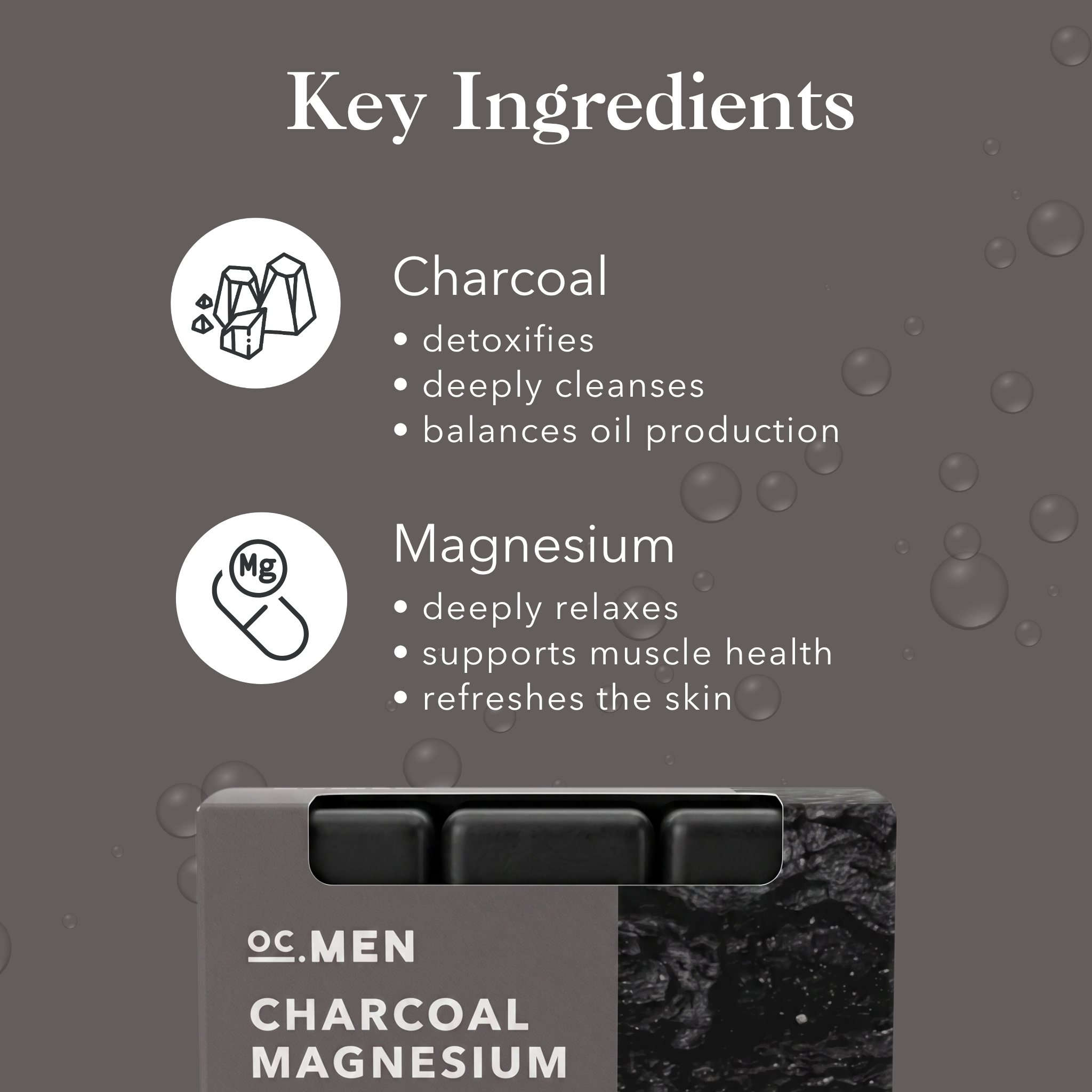Charcoal Magnesium Bar Soap -Set of 3