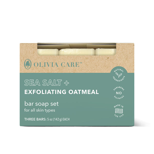 Sea Salt + Exfoliating Oatmeal Bar Soap - Set of 3