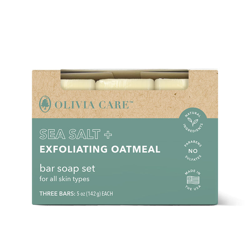 Sea Salt + Exfoliating Oatmeal Bar Soap - Set of 3